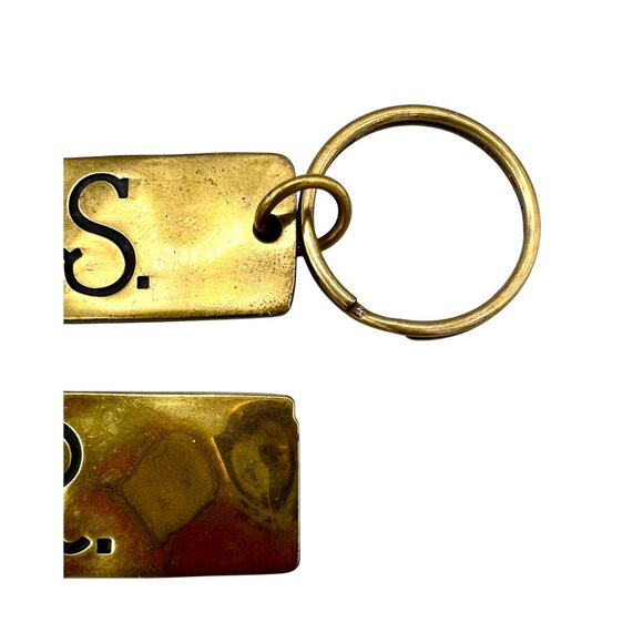 Mr. & Mrs. Brass Keychain Set Bridal Wedding Engagement Anniversary - Picture 3 of 4